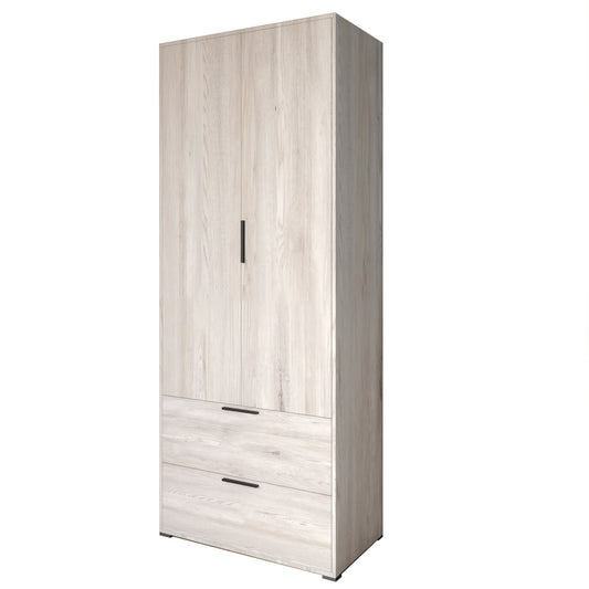 Шкаф распашный двухдверный LION Краш с 2 ящиками Самоа дымчатый (LION-044005)