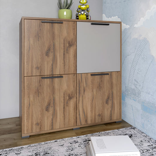 Тумба четырехдверная LION Краш 82x43x86 см Дуб ливорно/Кашемир (LION-041757)