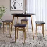 Стол круглый и 4 табурета обеденный комплект для кухни Маями-1 кромка ПВХ 0,45 мм Бетон темный (LION-041229)