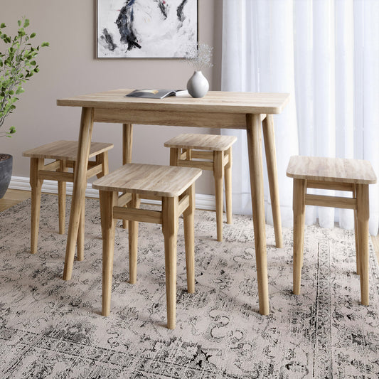 Стол и 4 табурета обеденный комплект для кухни Маями-2 кромка ПВХ 0,45 мм Дуб Сонома (LION-041241)