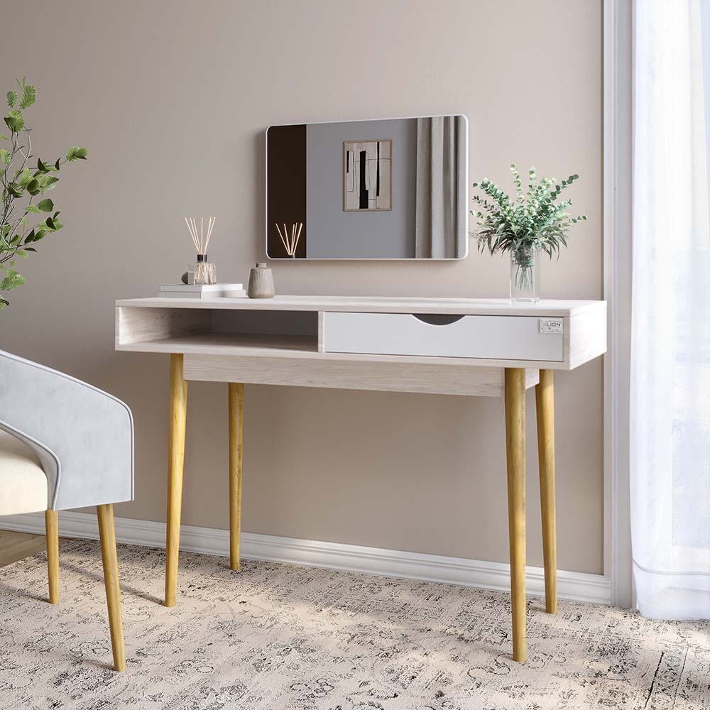 Письменный стол LION Сканди-1 Нимфея Альба (белый)/Самоа дымчатый (LION-041199)