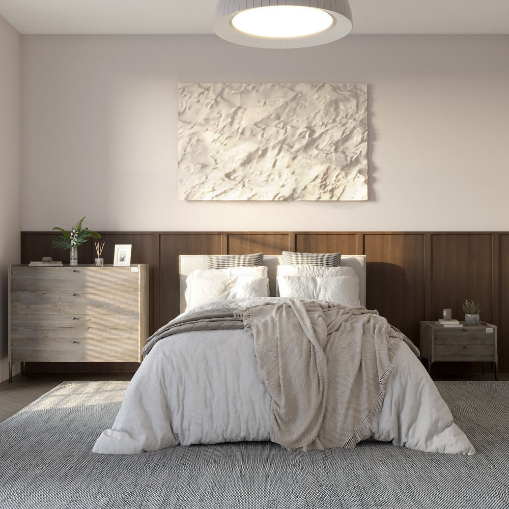 Гарнитур в спальню комод и прикроватная тумба на 2 ящика LION Wood Дуб Сонома (LION-041528)