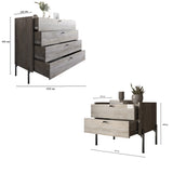 Гарнитур в спальню комод и прикроватная тумба на 2 ящика LION Wood Дуб Сонома (LION-041528)