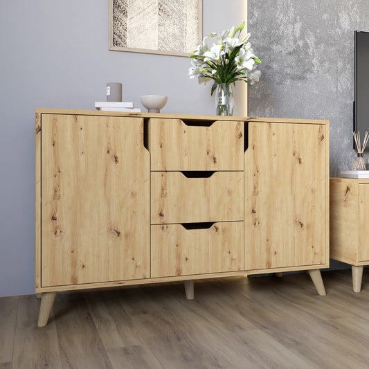 Комод в гостиную с ножками в цвете Орех светлый М-ЗОН Борн 1200 Дуб артизан (MZN-031091)