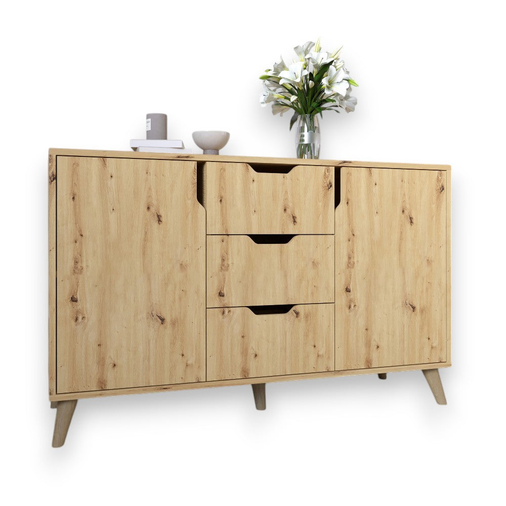 Комод в гостиную с ножками в цвете Орех светлый М-ЗОН Борн 1200 Дуб артизан (MZN-031091)