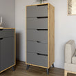 Комод высокий с черными ножками 5 ящиков М-ЗОН Борн 500 Дуб Артизан/Антрацит (MZN-031101)