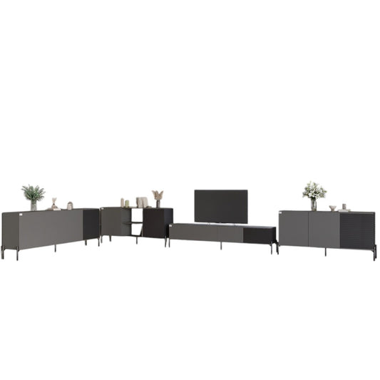 Комплект модульный для гостиной LION Грей 4 элемента с черными металлическими ножками Антрацит/Асфальт (LION-042681)