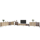 Комплект модульный для гостиной LION Грей 4 элемента с черными металлическими ножками Дуб сонома/Дерево (LION-042731)