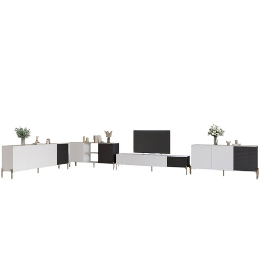 Комплект модульный для гостиной LION Грей 4 элемента с золотыми металлическими ножками Нимфея Альба (белый)/Асфальт (LION-042921)