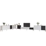 Комплект модульный для гостиной LION Грей 4 элемента с золотыми металлическими ножками Нимфея Альба (белый)/Асфальт (LION-042921)