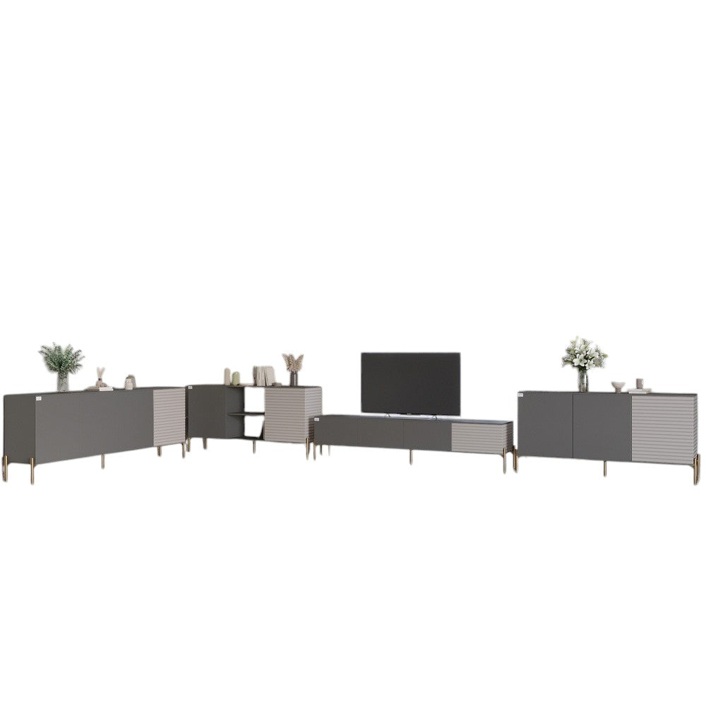 Комплект модульный для гостиной LION Грей 4 элемента с золотыми металлическими ножками Антрацит/Кашемир (LION-042841)