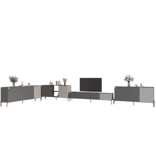 Комплект модульный для гостиной LION Грей 4 элемента с золотыми металлическими ножками Антрацит/Кашемир (LION-042841)