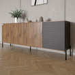 Комод в гостиную на черных металлических ножках LION Грей 204x38x76,5 см Дуб Ливорно/Асфальт (LION-042461)