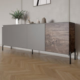 Комод в гостиную на черных металлических ножках LION Грей 204x38x76,5 см Антрацит/Дерево (LION-042501)