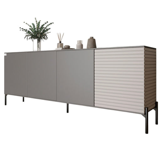 Комод в гостиную на черных металлических ножках LION Грей 204x38x76,5 см Антрацит/Кашемир (LION-042621)