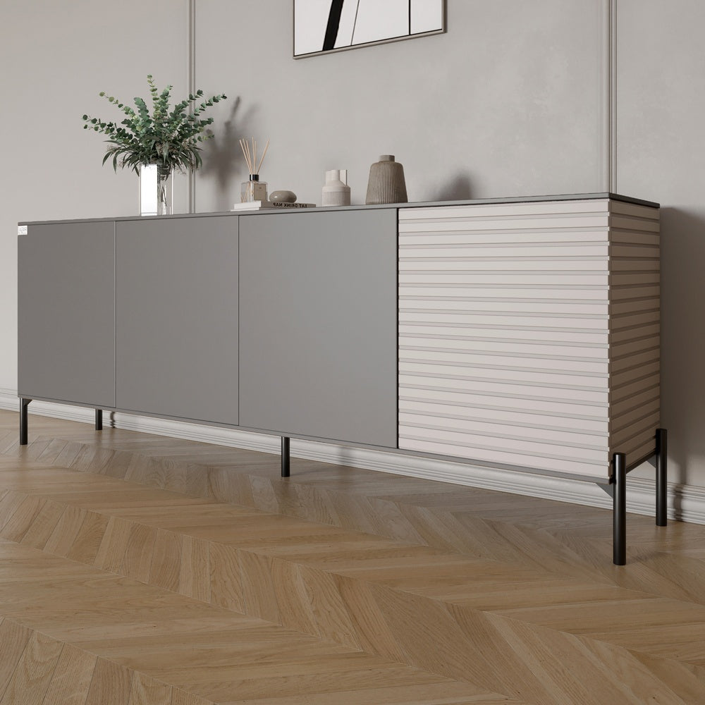 Комод в гостиную на черных металлических ножках LION Грей 204x38x76,5 см Антрацит/Кашемир (LION-042621)