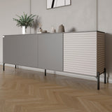 Комод в гостиную на черных металлических ножках LION Грей 204x38x76,5 см Антрацит/Кашемир (LION-042621)