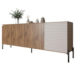 Комод в гостиную на черных металлических ножках LION Грей 204x38x76,5 см Дуб Ливорно/Кашемир (LION-042631)