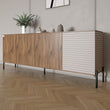 Комод в гостиную на черных металлических ножках LION Грей 204x38x76,5 см Дуб Ливорно/Кашемир (LION-042631)