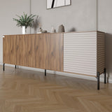 Комод в гостиную на черных металлических ножках LION Грей 204x38x76,5 см Дуб Ливорно/Кашемир (LION-042631)