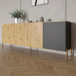 Комод на золотых металлических ножках LION Грей 204x38x76,5 см Дуб Артизан/Асфальт (LION-042671)