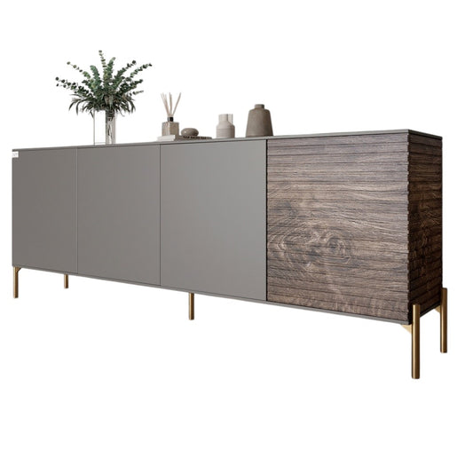 Комод на золотых металлических ножках LION Грей 204x38x76,5 см Антрацит/Дерево (LION-042651)