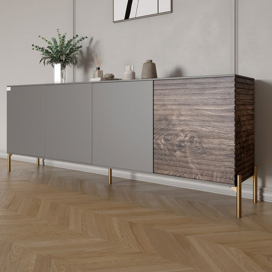Комод на золотых металлических ножках LION Грей 204x38x76,5 см Антрацит/Дерево (LION-042651)