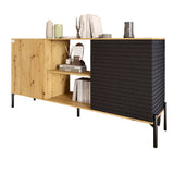 Комод открытый на черных металлических ножках LION Грей Дуб Артизан/Асфальт (LION-042716)