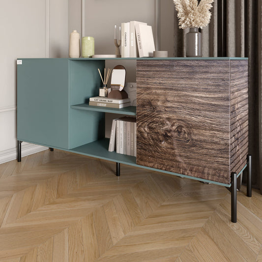 Комод открытый на черных металлических ножках LION Грей Гранит серый/Дерево (LION-042766)