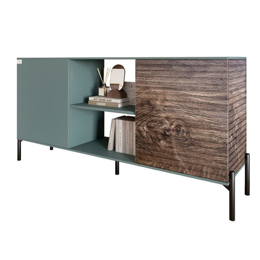 Комод открытый на черных металлических ножках LION Грей Гранит серый/Дерево (LION-042766)