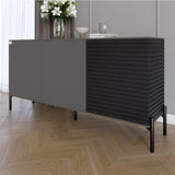 Комод закрыт в гостиную на черных металлических ножках LION Грей Антрацит/Асфальт 1540x380x765 (LION-041557)