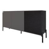 Комод закрыт в гостиную на черных металлических ножках LION Грей Антрацит/Асфальт 1540x380x765 (LION-041557)