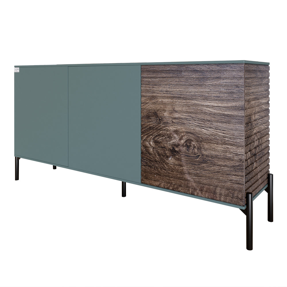 Комод закрыт в гостиную на черных металлических ножках LION Грей 154x38x76,5 см Гранит серый/Дерево (LION-041777)