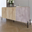 Комод закрыт в гостиную на черных металлических ножках LION Грей 154x38x76,5 см Дуб сонома/Камень (LION-041797)
