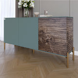 Комод закрыт в гостиную на золотых металлических ножках LION Грей 154x38x76,5 см Гранит серый/Дерево (LION-041837)