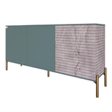 Комод закрытый в гостиную на золотых металлических ножках LION Грей 154x38x76,5 см Гранит серый/Камень (LION-041852)