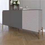 Комод закрытый в гостиную на золотых металлических ножках LION Грей 154x38x76,5 см Антрацит/Кашемир (LION-041863)