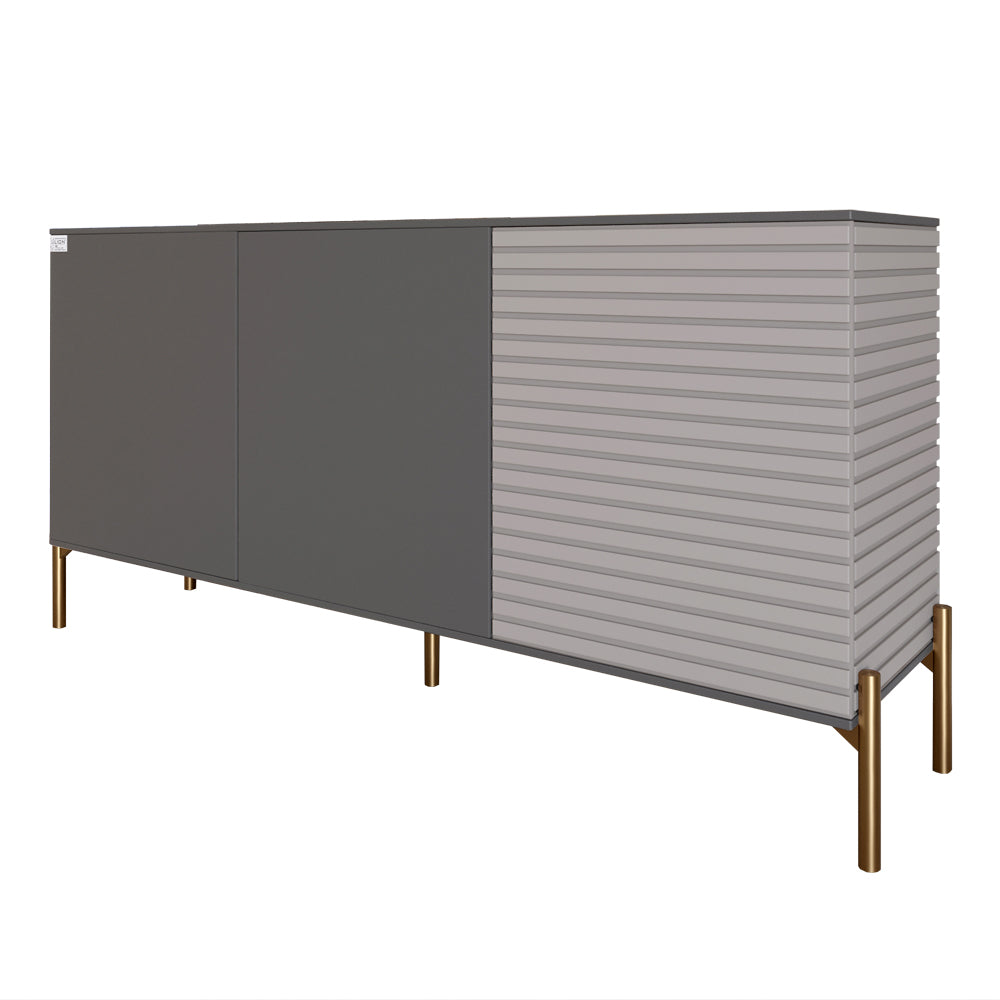 Комод закрытый в гостиную на золотых металлических ножках LION Грей 154x38x76,5 см Антрацит/Кашемир (LION-041863)