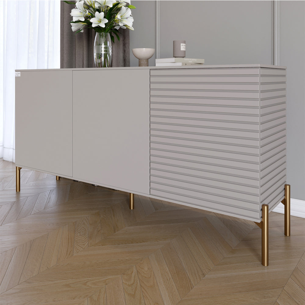 Комод закрытый в гостиную на золотых металлических ножках LION Грей 154x38x76,5 см Кашемир/Кашемир (LION-041873)