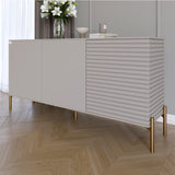 Комод закрытый в гостиную на золотых металлических ножках LION Грей 154x38x76,5 см Кашемир/Кашемир (LION-041873)