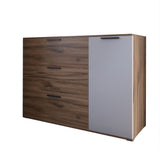 Комод LION Краш с тремя выдвижными ящиками и закрытыми полками Дуб ливорно/Кашемир (LION-044156)