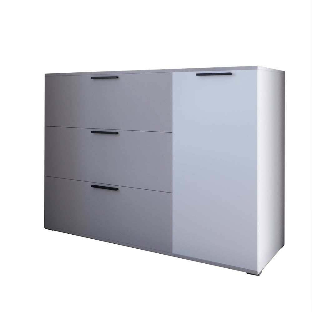 Комод LION Краш с тремя выдвижными ящиками и закрытыми полками Кашемир/Нимфея альба (LION-044146)