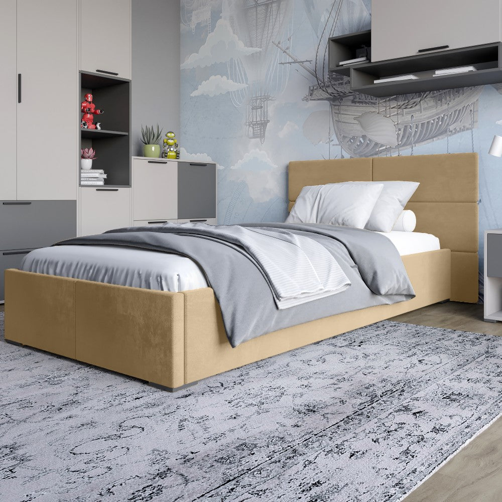 Полуторная кровать LION Краш Лили 02 велюр (Бежевый) 120х200 см (LION-044166)