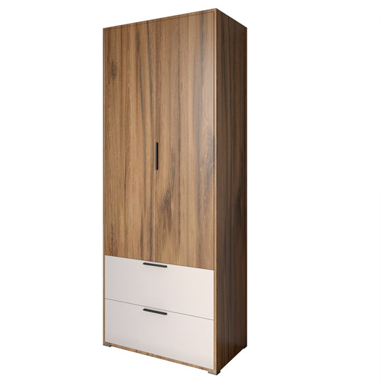 Шкаф распашный двухдверный LION Краш с 2 ящиками Дуб ливорно/Кашемир (LION-044016)