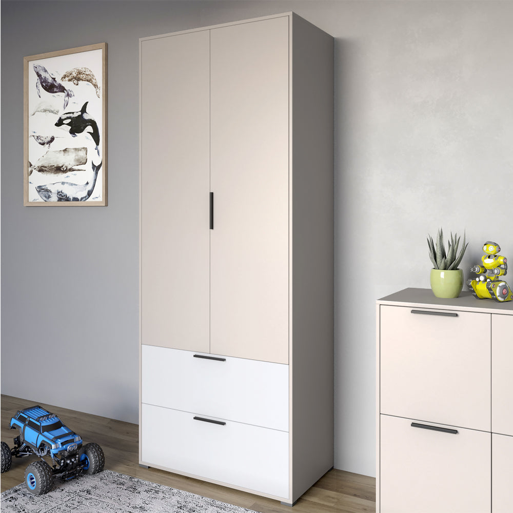 Шкаф распашный двухдверный LION Краш с 2 ящиками Кашемир/Нимфея альба (LION-044006)