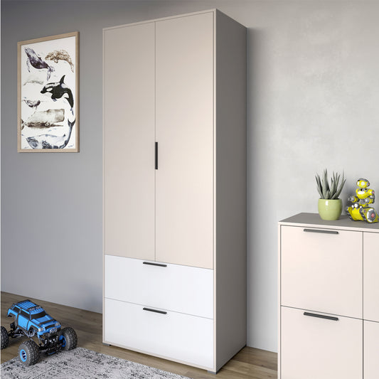 Шкаф распашный двухдверный LION Краш с 2 ящиками Кашемир/Нимфея альба (LION-044006)