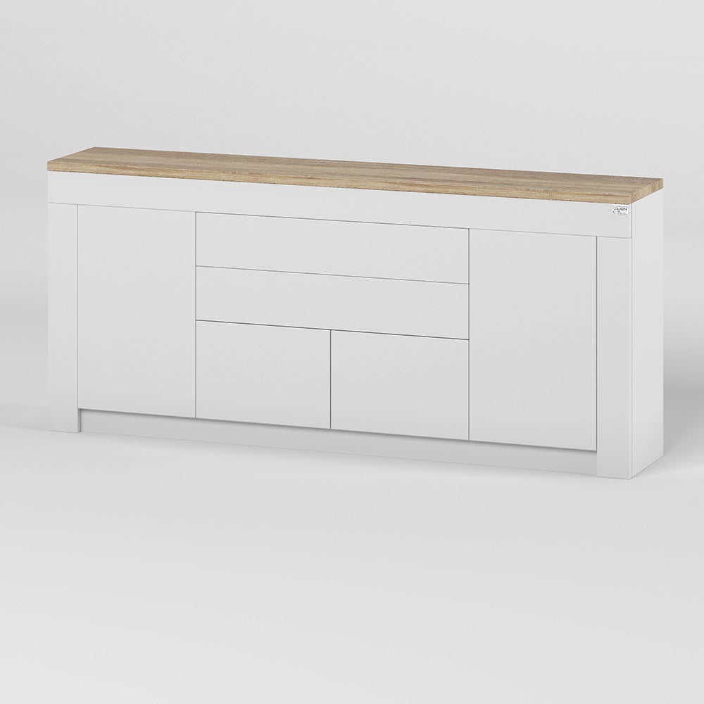 Большой комод LION Ларри-2 Нимфея Альба/Дуб сонома (LION-041064) ТОП