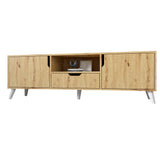 Тумба под телевизор с белыми ножками М-ЗОН Борн 1600 Дуб Артизан (MZN-031082)