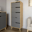 Комод высокий с ножками в цвете Орех светлый 5 ящиков М-ЗОН Борн 500 Дуб Артизан/Антрацит (MZN-031102)