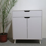 Комод в гостиную с белыми ножками М-ЗОН Борн 750 Дуб Артизан/Антрацит (MZN-031041)